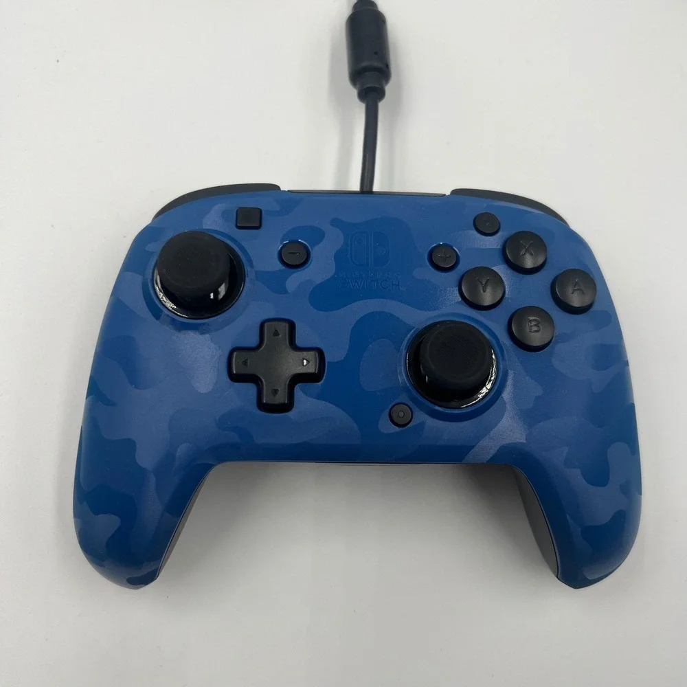 2 PDP Faceoff Wired Pro‎ Controller Nintendo Switch Blue & Black Camo Bundle